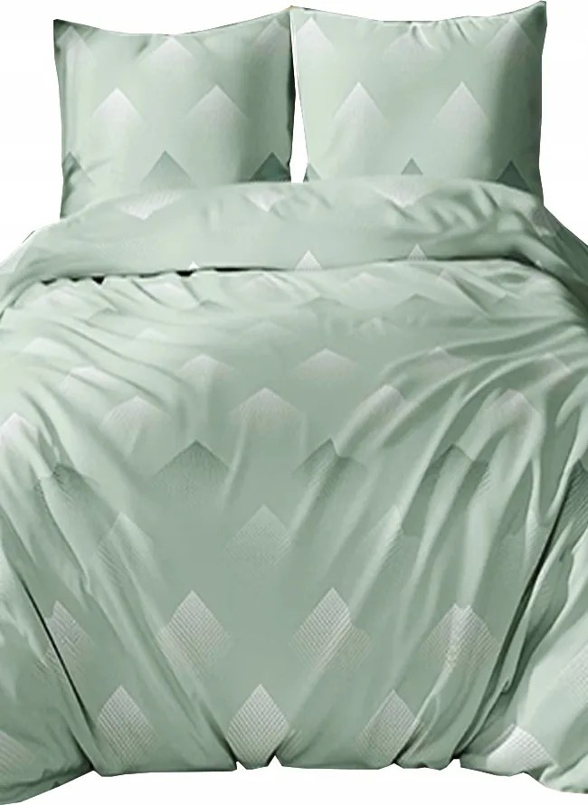 Pamut szatén ágyneműhuzat 140x220+70x90 Menta kocka 5079B