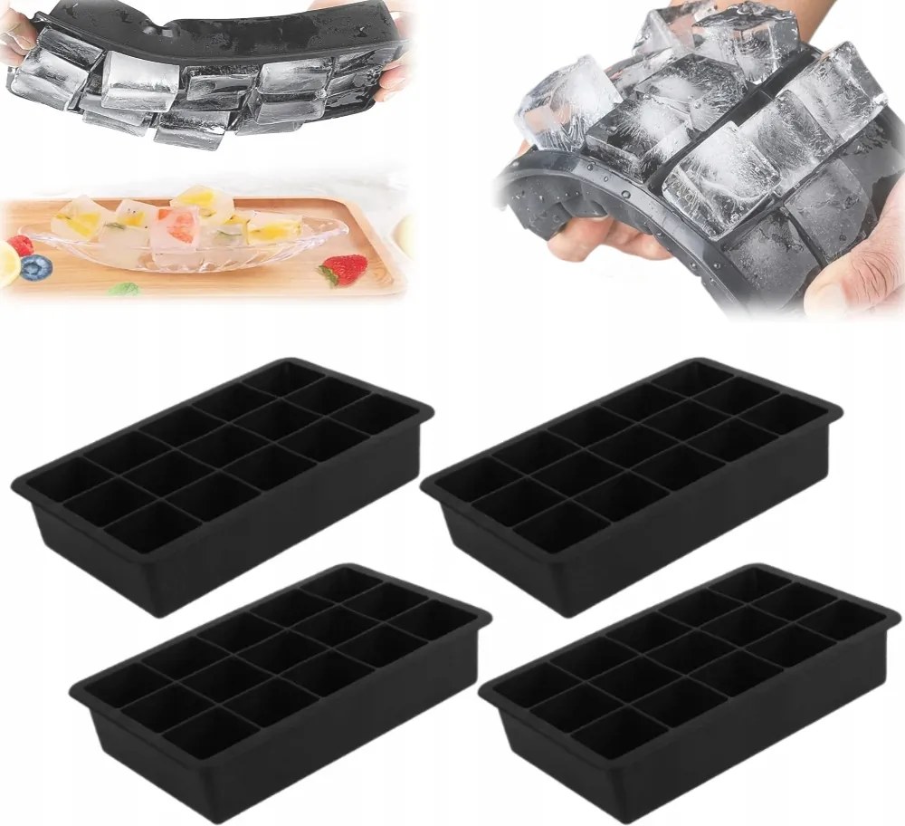 Szilikon öntőforma nagy jégkockákhoz nagy jégkockák 4x