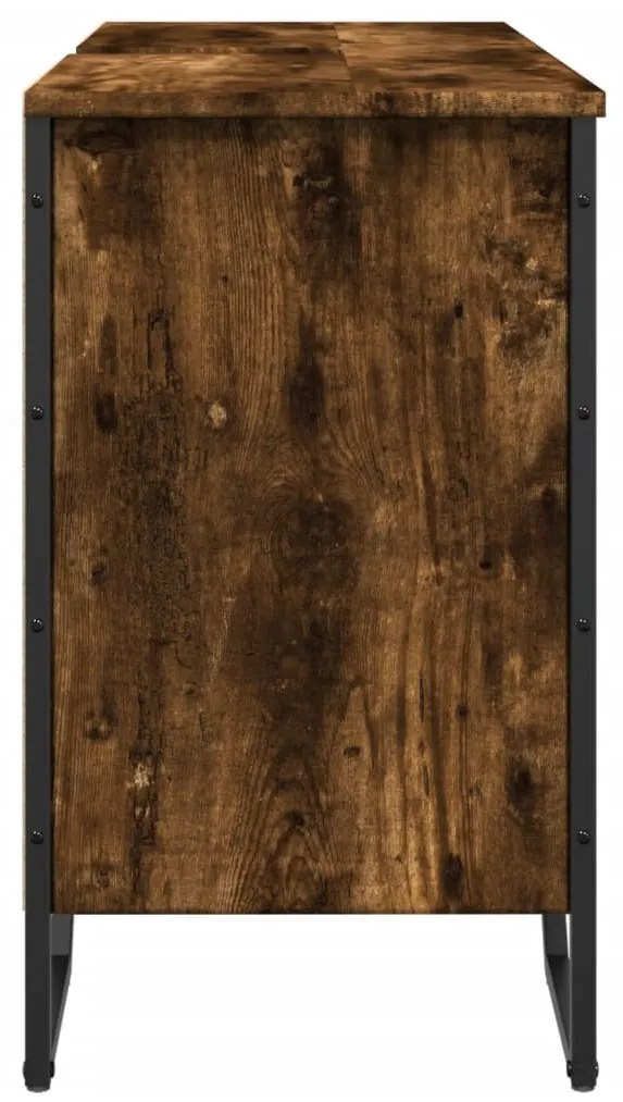 Füstös tölgy szerelt fa fürdőszobai mosdószekrény 91x35x60 cm