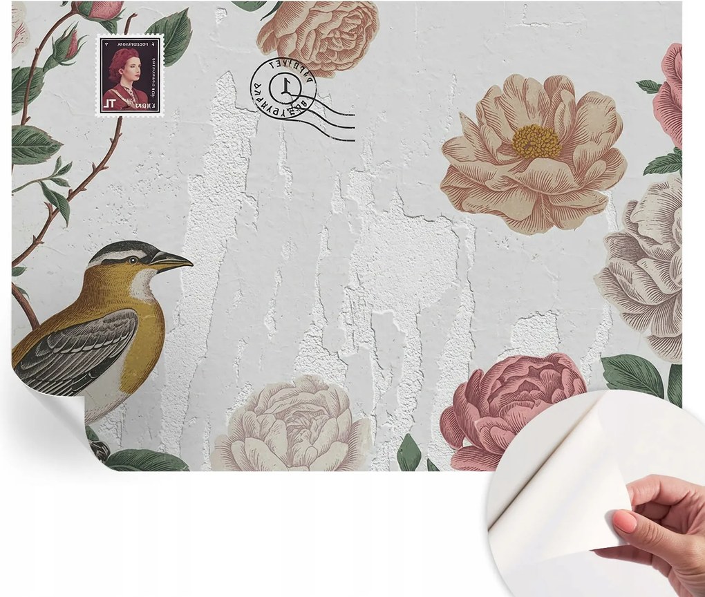 Öntapadós tapéta Divatos 3D fali ragasztóval Vintage virágok 208x146 cm