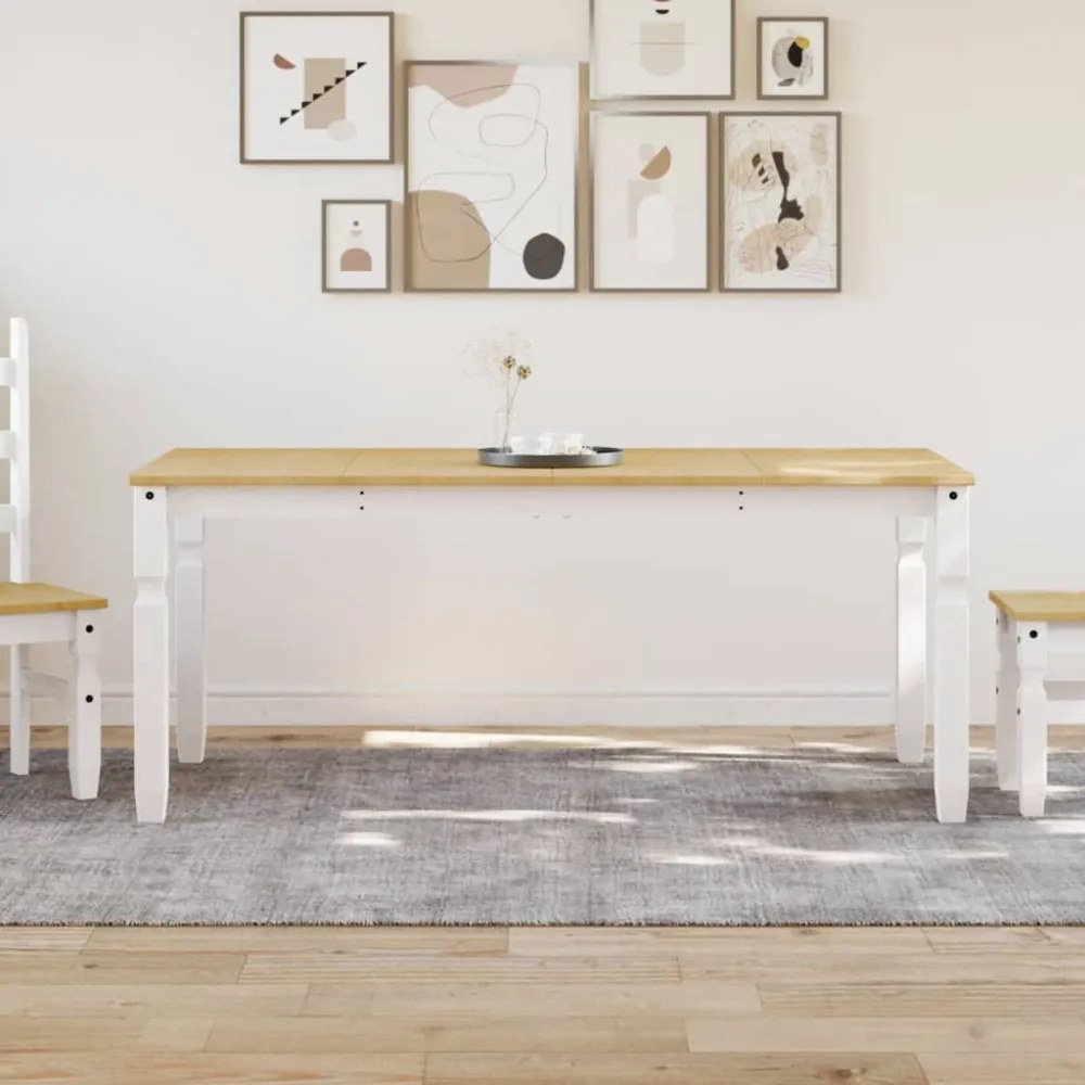 Corona fehér tömör fenyőfa ebédlőasztal 180 x 90 x 75 cm