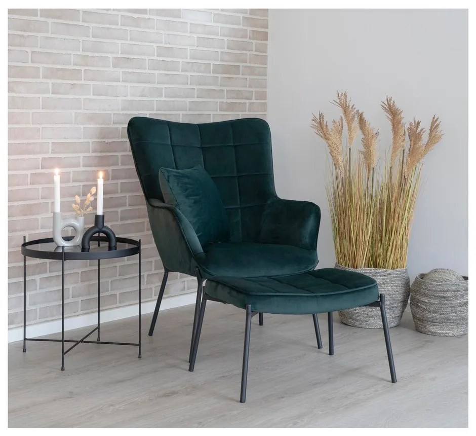 Zöld bársony fotel Glasgow – Bonami Essentials