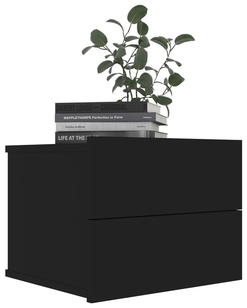 Fekete szerelt fa éjjeliszekrény 40 x 30 x 30 cm