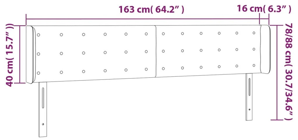 krémszínű szövet LED-es fejtámla 163 x 16 x 78/88 cm