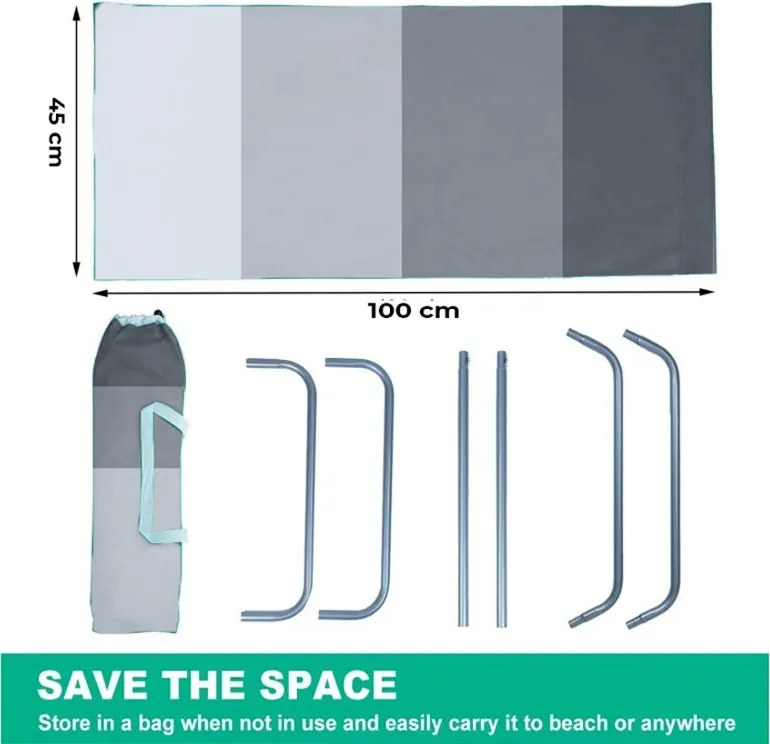 Összecsukható tengerparti napozóágy SAND, szürke csíkos