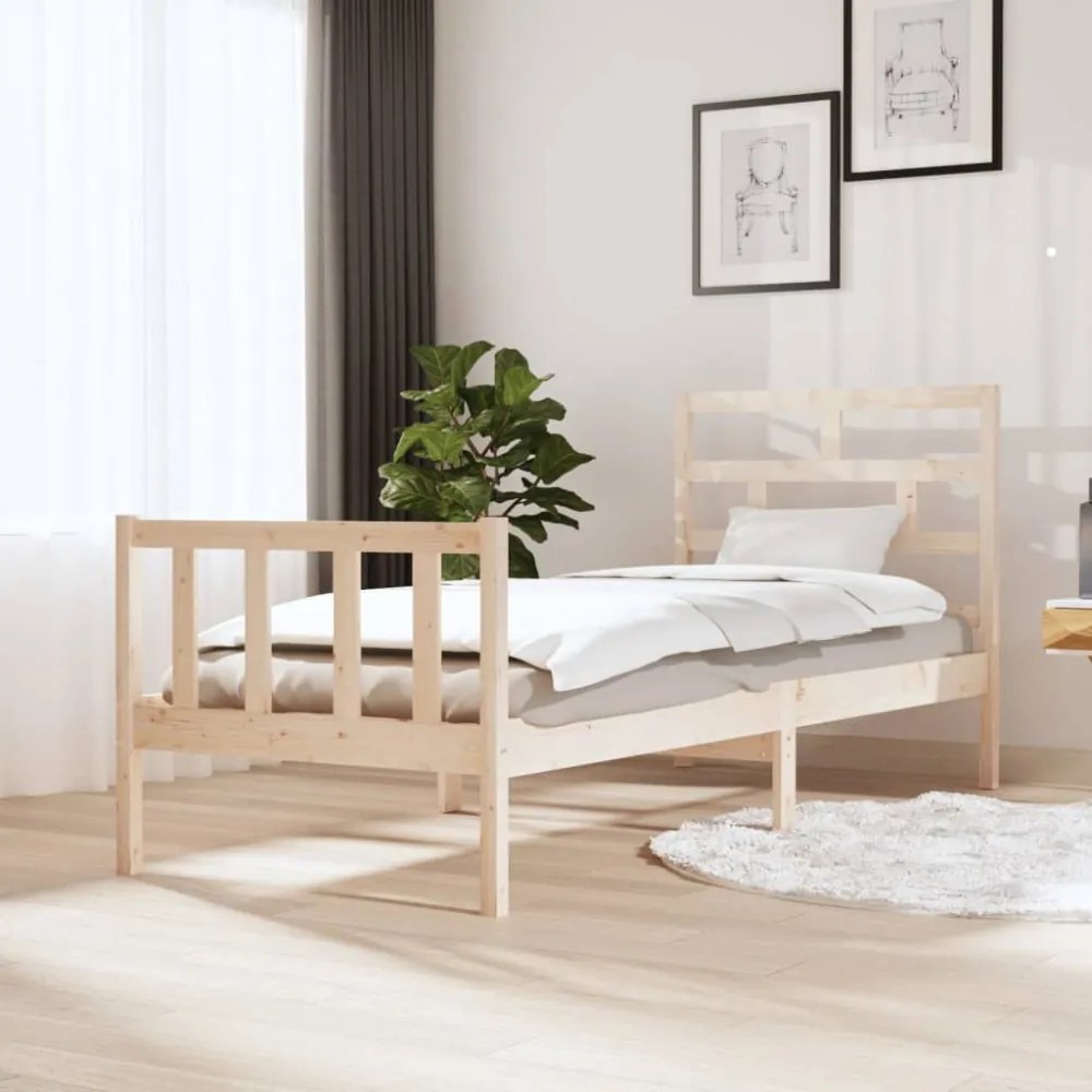 Small Single tömör fenyőfa ágykeret 75 x 190 cm