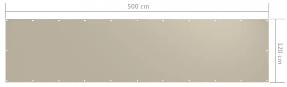 bézs oxford-szövet erkélyparaván 120 x 500 cm