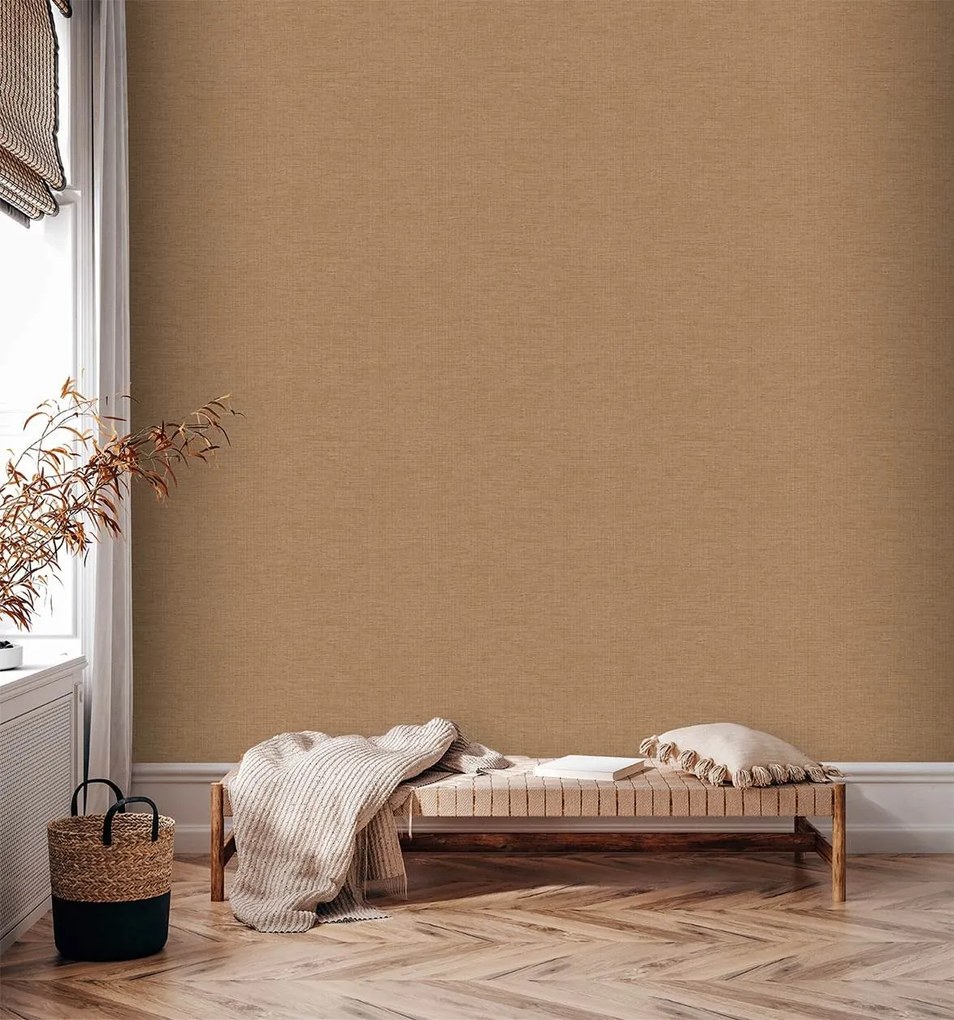 Decoprint Imani Belize bézs-bronz fémhatású szövet hatású vlies tapéta – IM28052