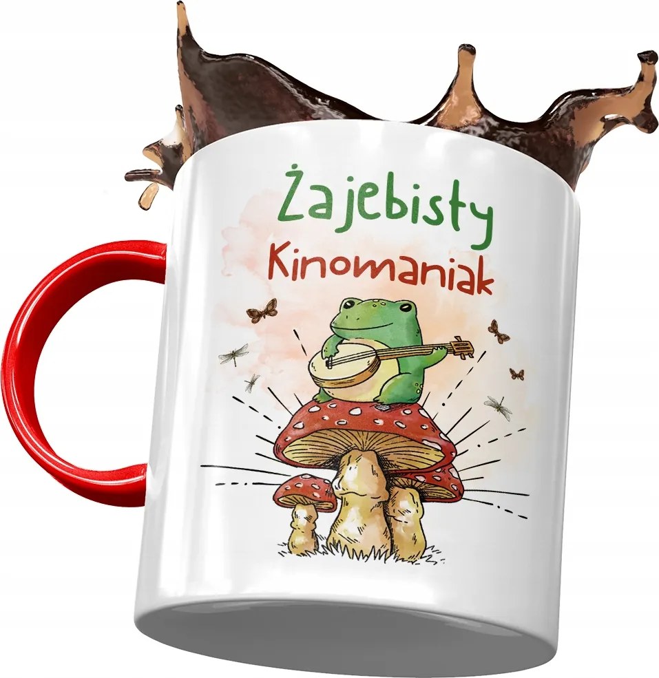 Piros Bögre Mozimániásnak Békás Ajándék Nyomtatott Fotóval