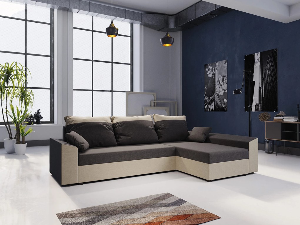 Sarok ülőgarnitúra Paragon L (bézs + barna) (J). 1057371
