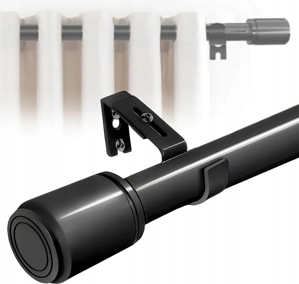 Rozsdamentes Acél Dekorációs Függönykarnis Állítható 180-260cm Fekete
