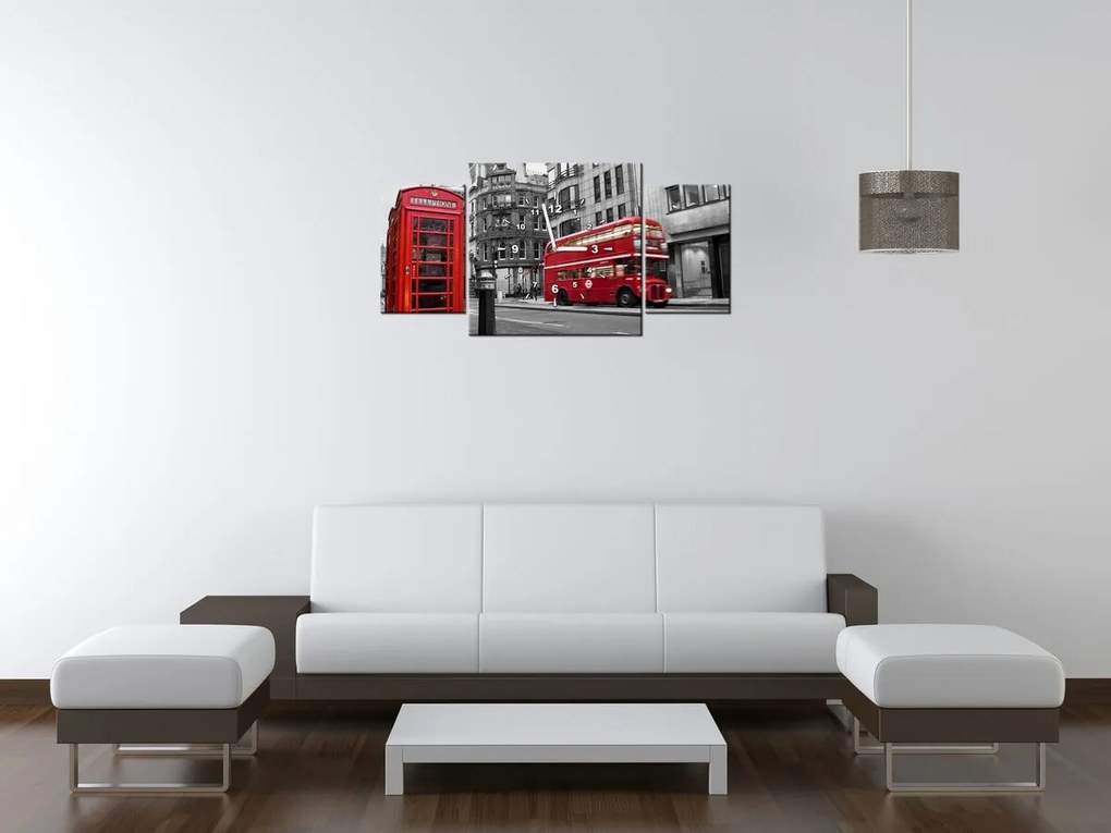 Gario Órás falikép Telefonfülke Londonban UK - 3 részes Méret: 80 x 40 cm