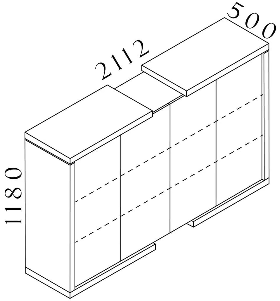 Lineart közepes szekrény 211,2 x 50 x 118 cm, bodza sötét / fehér