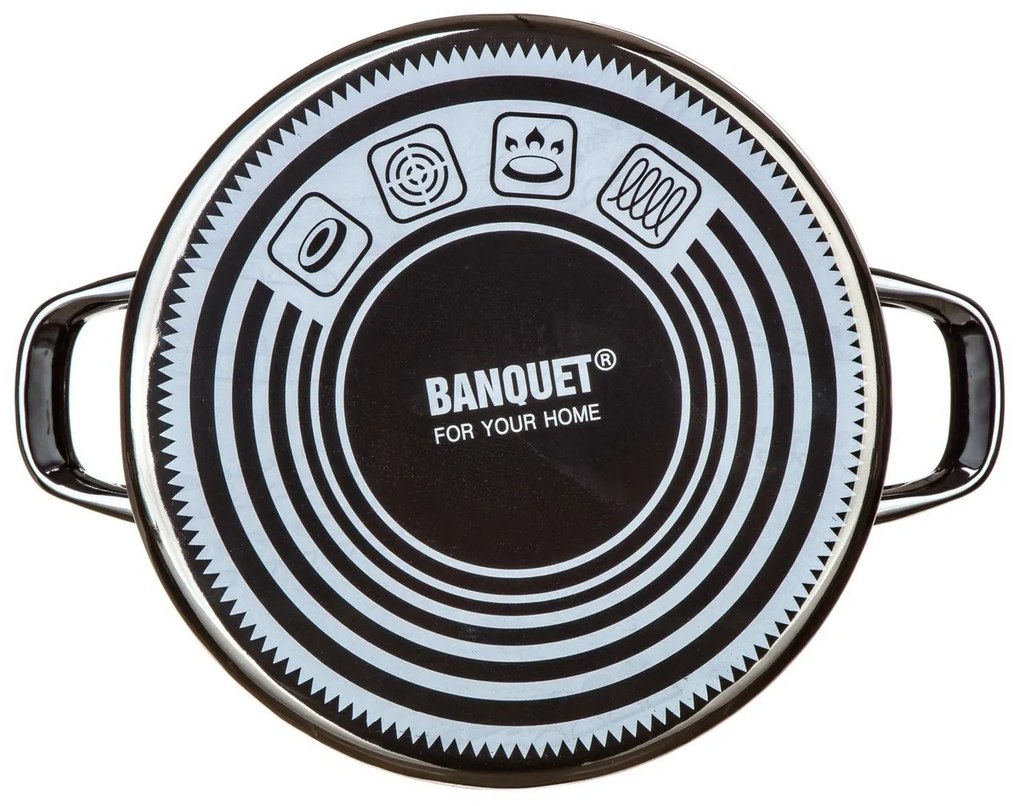 Banquet METALLIC Black 26 cm-es zománcozott fazék,6 l, fedővel, 26 cm