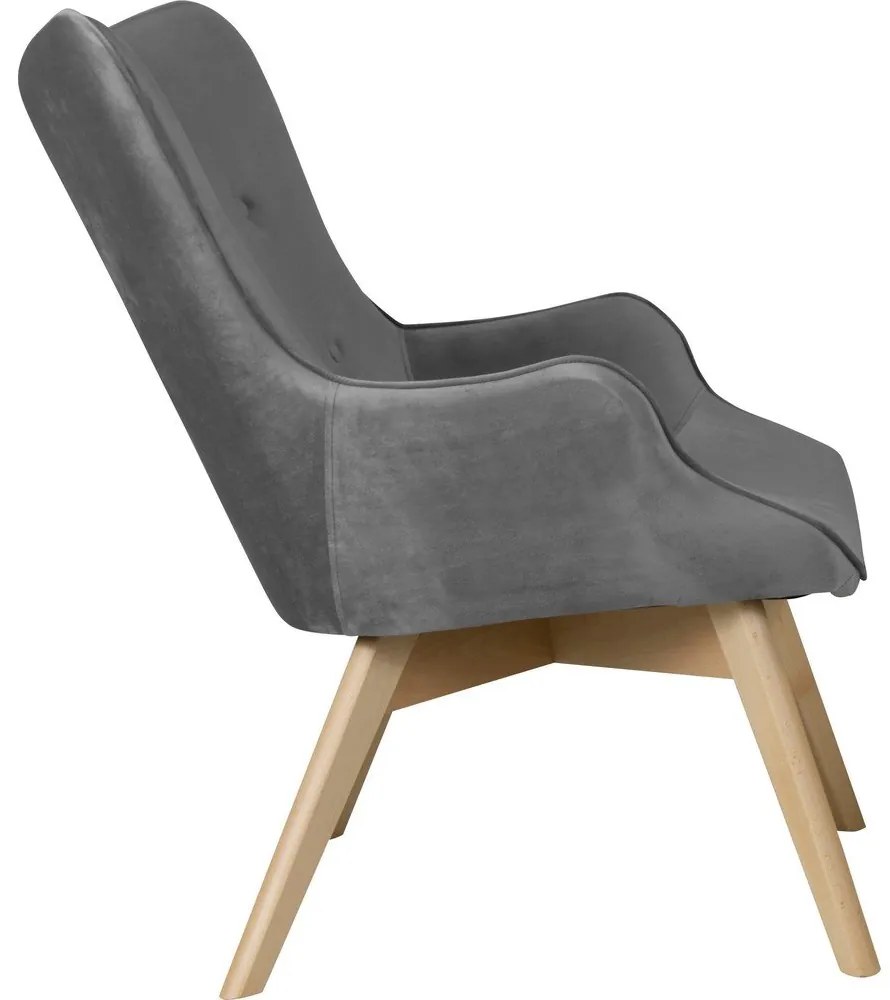 Szürke bársony fotel Niko – Ropez