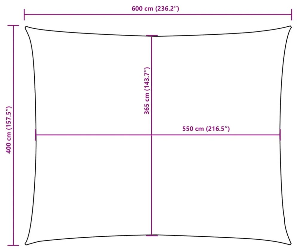 négyszögletes antracitszürke oxford szövet napvitorla 4 x 6 m