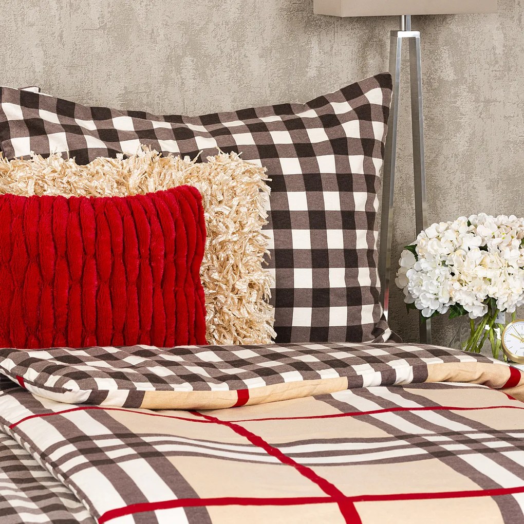 4Home Kockás flanel ágynemű, 160 x 200 cm, 70 x 80 cm