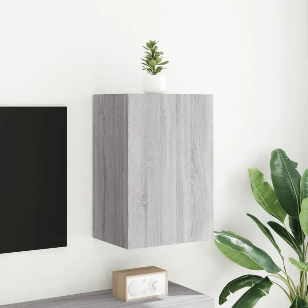 szürke sonoma színű szerelt fa fali TV-szekrény 40,5x30x60 cm