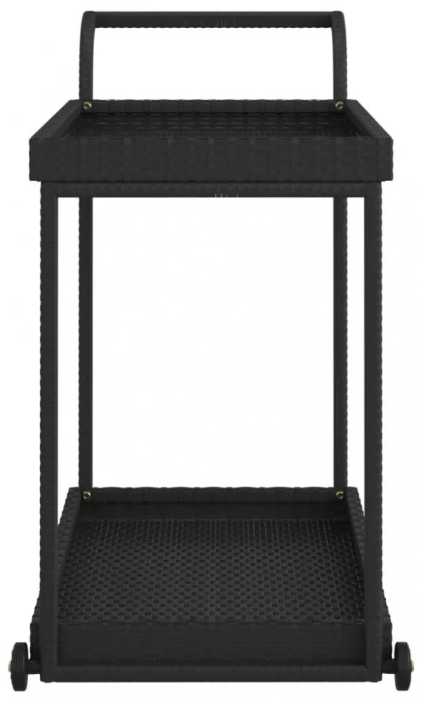 fekete polyrattan bárkocsi 100 x 45 x 83 cm