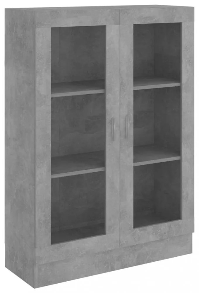 betonszürke szerelt fa vitrinszekrény 82,5 x 30,5 x 115 cm