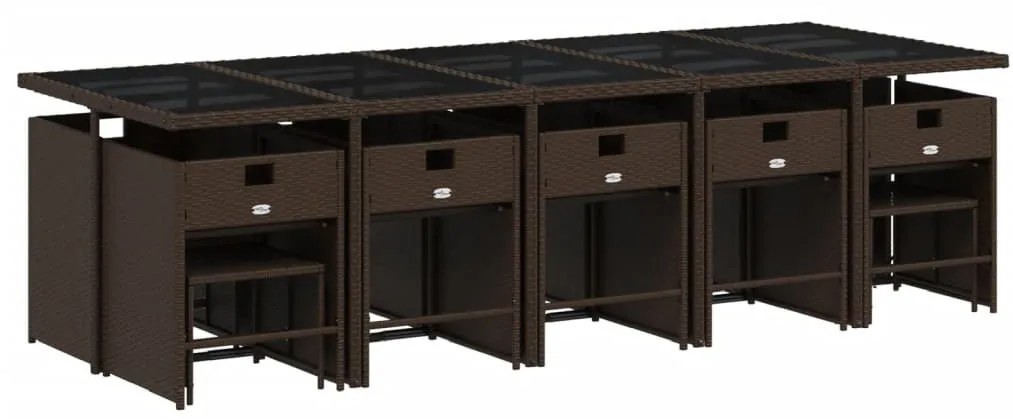 15 részes barna polyrattan kerti ülőgarnitúra párnákkal