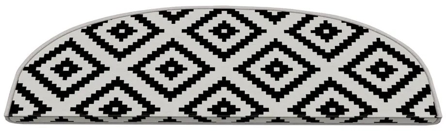 Fekete-fehér lépcsőszőnyeg szett 16 db-os 20x65 cm Art – Vitaus