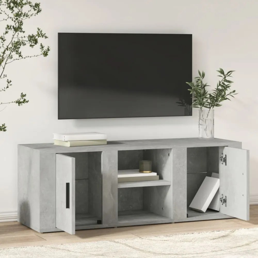 betonszürke szerelt fa TV-szekrény 100 x 31,5 x 35 cm