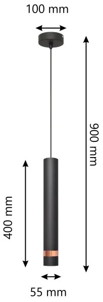 LED Csillár zsinóron TUBA 1xGU10/4,8W/230V fekete/réz