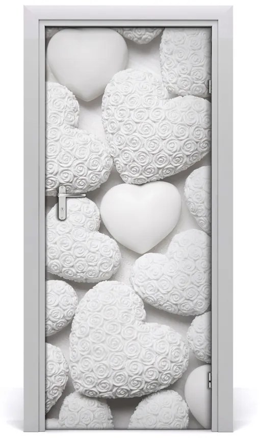 Ajtó tapéta Fehér háttér szív 95x205 cm