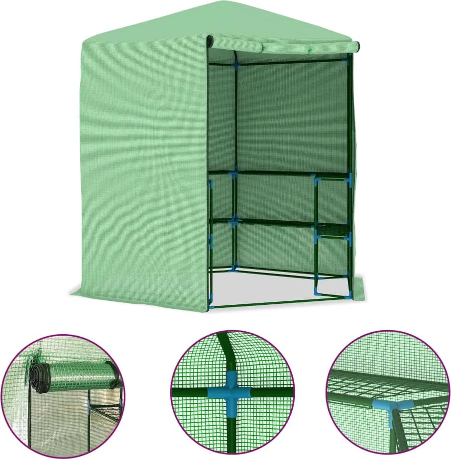 vidaXL acél melegház polcokkal 227 x 223 cm