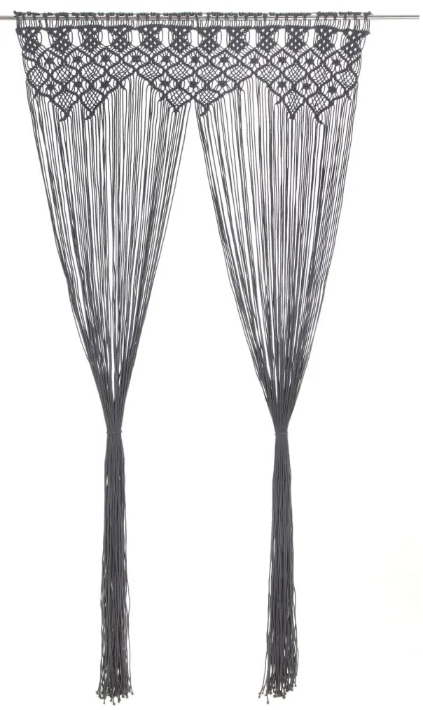 vidaXL antracitszürke makramé pamutfüggöny 140 x 240 cm
