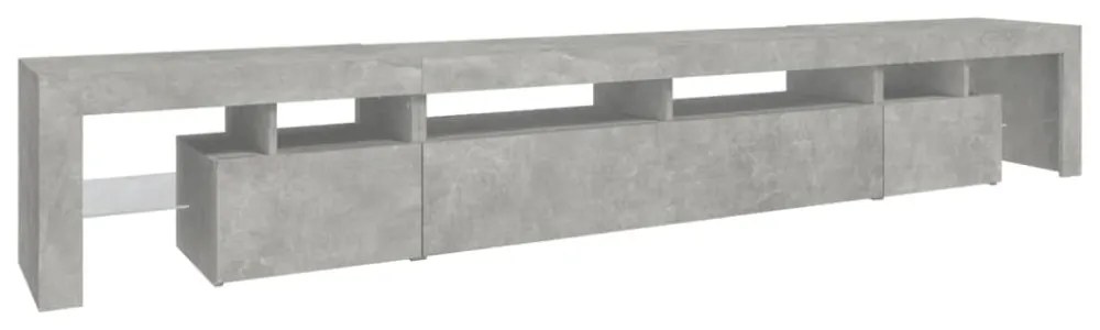 betonszürke TV-szekrény LED lámpákkal 260x36,5x40 cm
