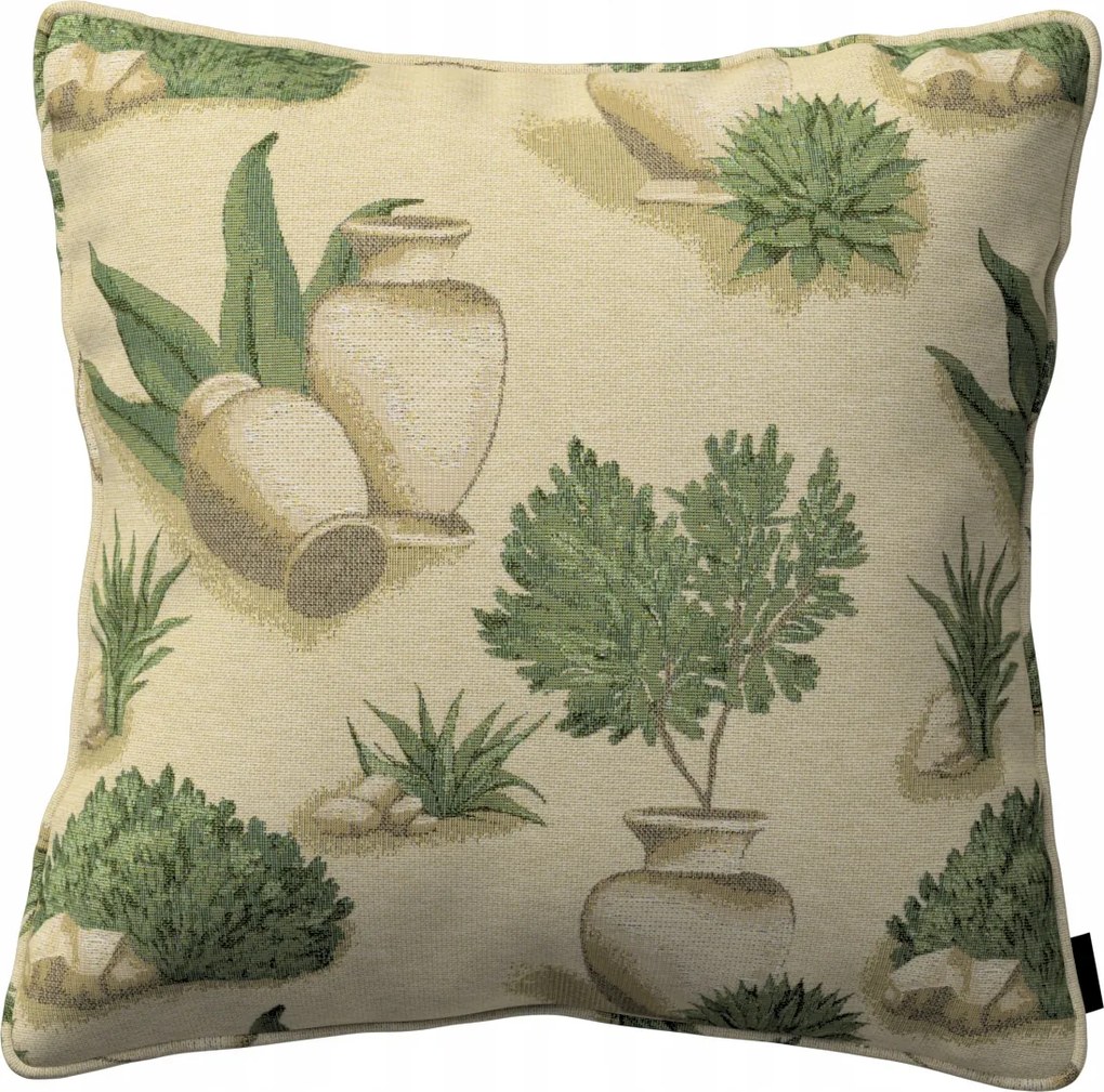 Párnahuzat 45x45 bézs-zöld növényi motívum