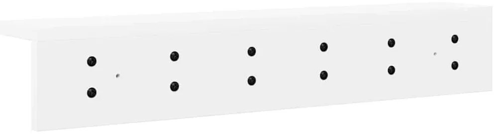 Fali Kabáthorog polcokkal Fehér 60 x 10.5 x 10.5 cm Faanyag