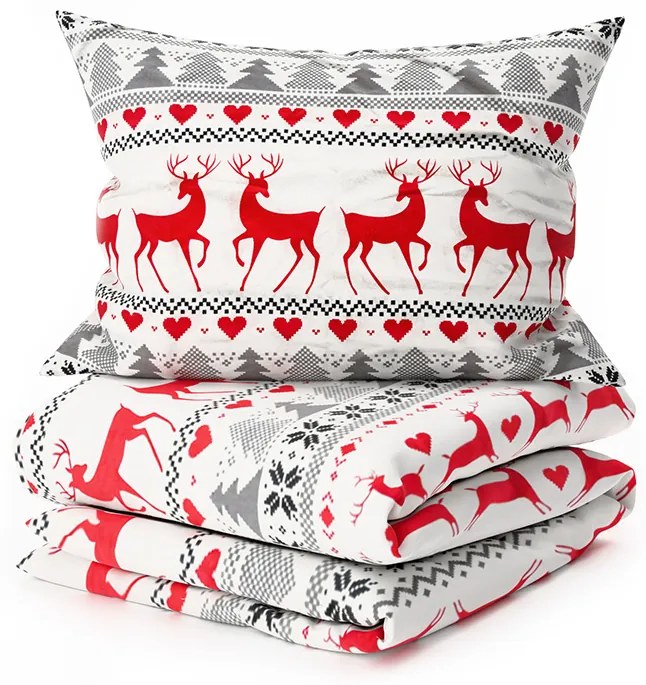 Flanel ágynemű DEER DREAMS fehér Ágyneműhuzat mérete: 2 db 70 x 90 cm | 200 x 220 cm