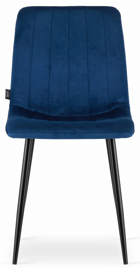AKCIÓ Kék bársony szék LAVA fekete lábakkal II. osztály