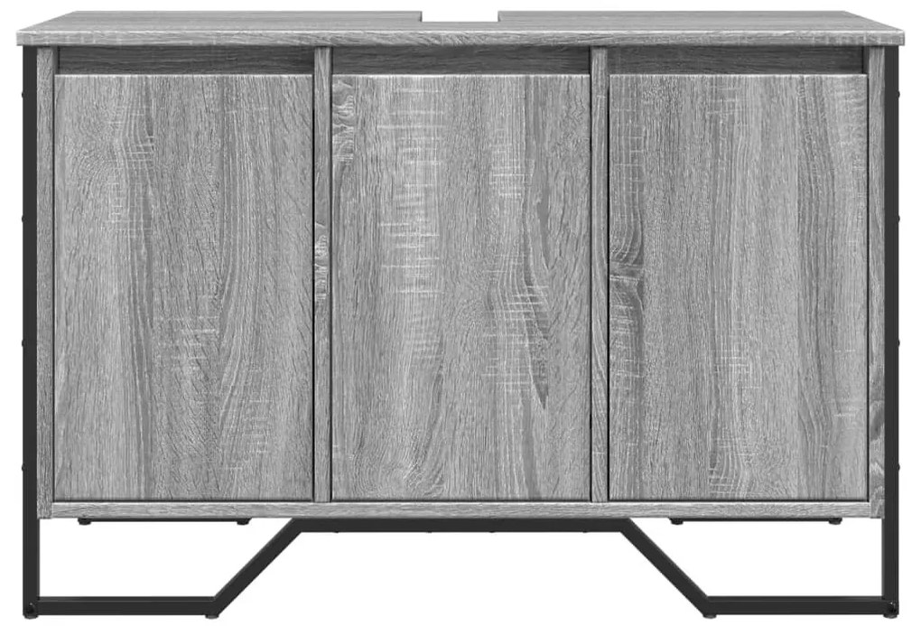 Szürke sonoma szerelt fa fürdőszobai mosdószekrény 91x35x60 cm