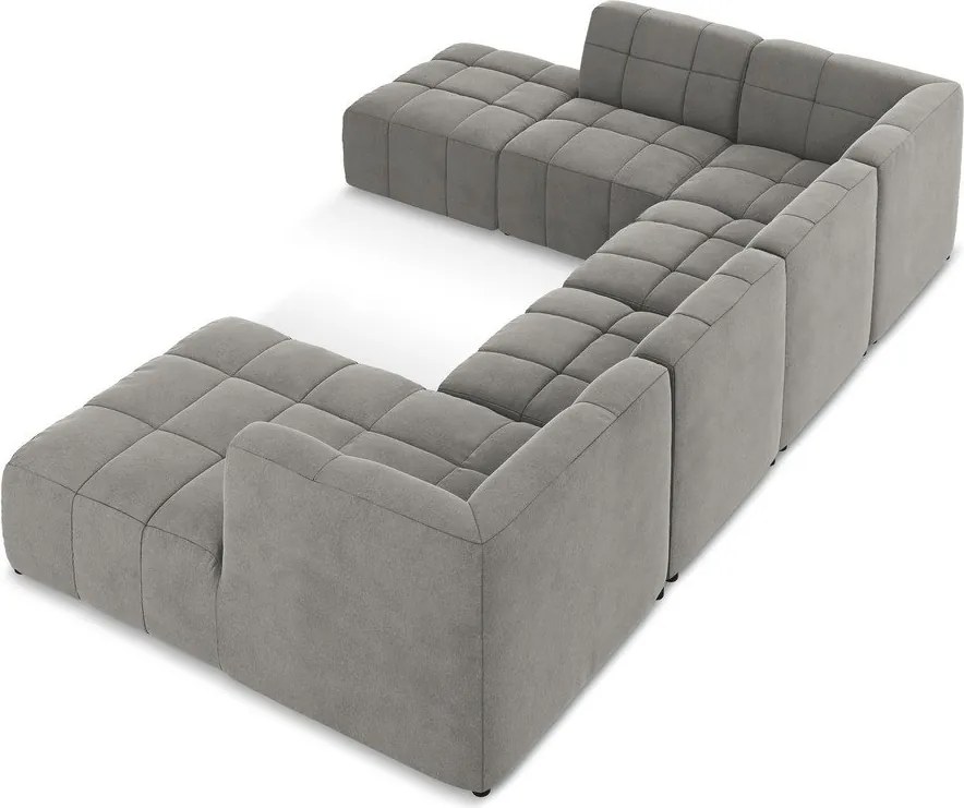 Szürke bársony sarokkanapé (U alakú) Aloha – Makamii