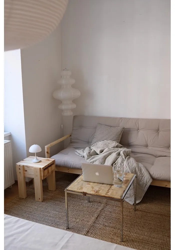 Bézs len kinyitható kanapé 205 cm Knob – Karup Design