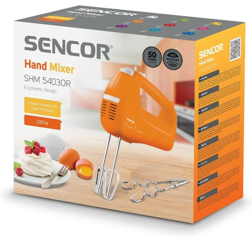 Sencor SHM 5403OR kézi habverő, narancssárga