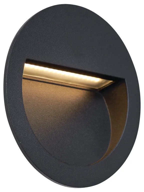 Modern beépíthető fali lámpa fekete LED-del IP65 - Gem