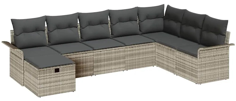 Kerti Kanapé Szett 8 pcs Világosszürke 297.5 x 187.5 x 85 cm
