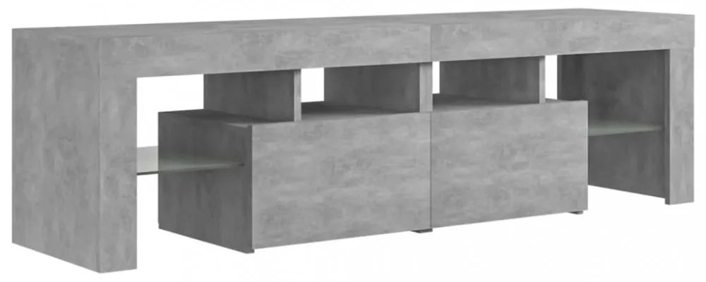 betonszürke TV-szekrény LED-lámpákkal 140 x 36,5 x 40 cm