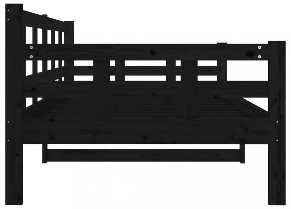 fekete tömör fenyőfa kanapéágy 90 x 190 cm
