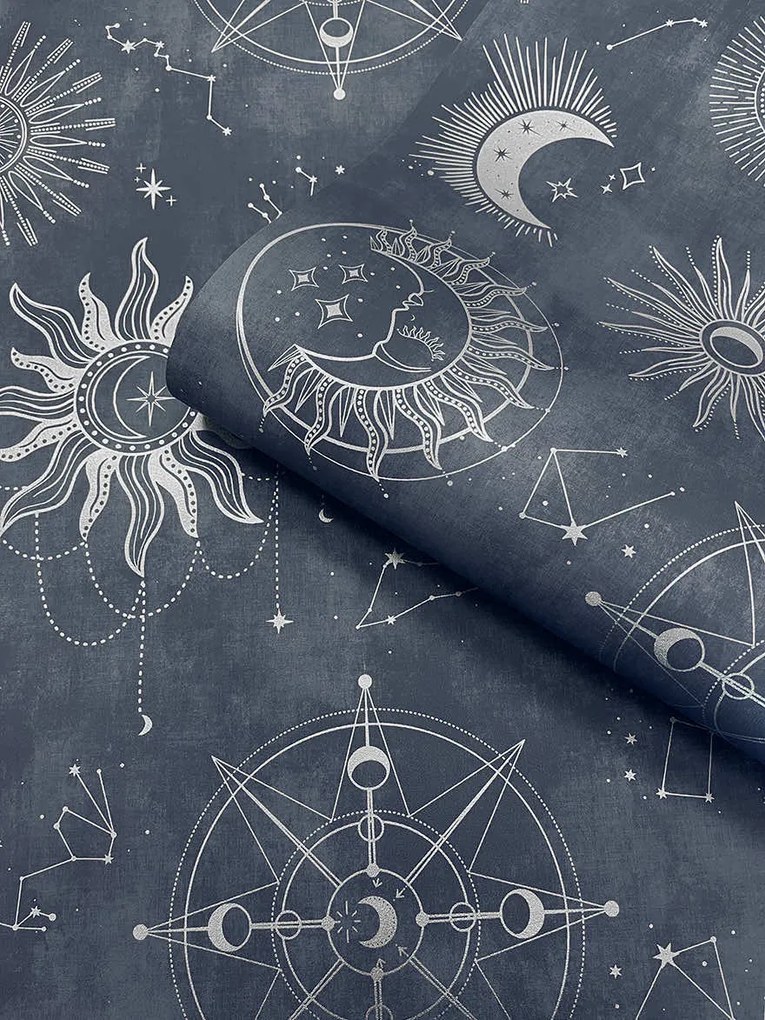 Holden Decor Imaginarium 3 Cosmic ezüst-sötétkék világűr mintás papír tapéta – 14251