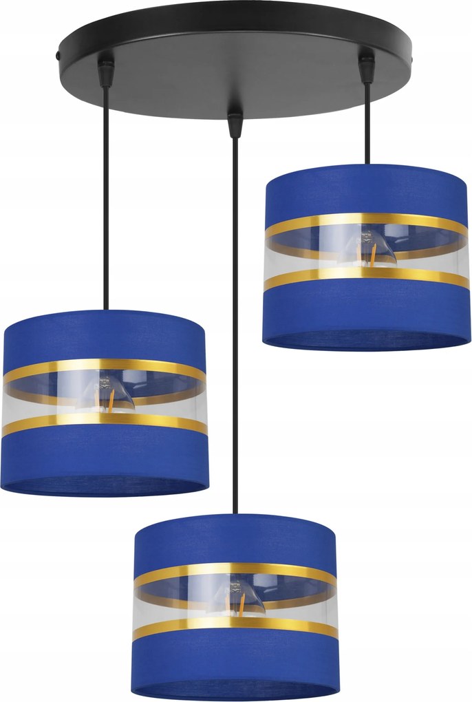 Mennyezeti Függőlámpa Hármas Csillár Glamour Arany Csíkos Lámpabúra