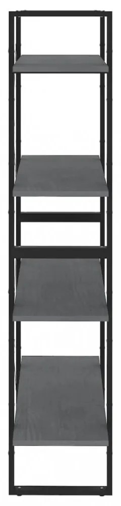 négyszintes szürke tömör fenyőfa könyvszekrény 80 x 30 x 140 cm