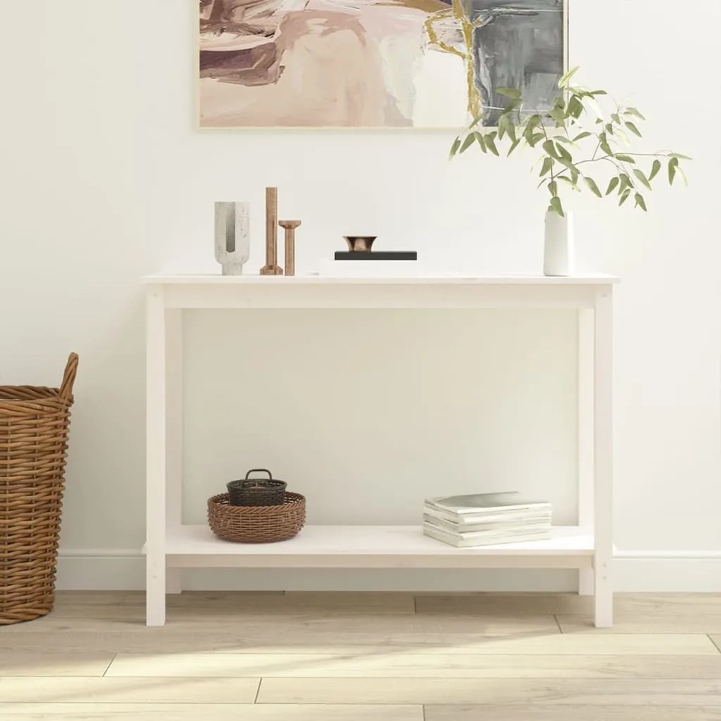 fehér tömör fenyőfa tálalóasztal 110 x 40 x 80 cm