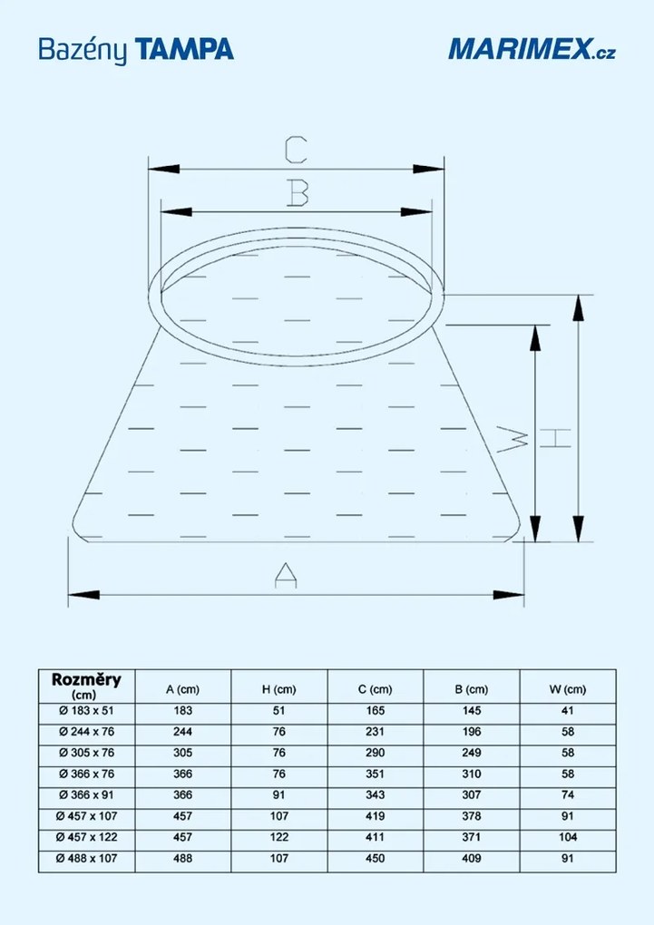 Marimex Tampa medence 3,66 x 0,91, szűrő nélkül