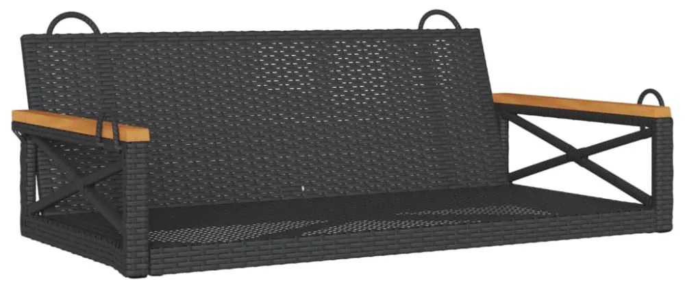 fekete polyrattan hintapad 109 x 62 x 40 cm